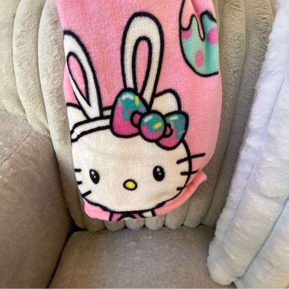 Hello Kitty Blanket - Pink Easter Blanket - Sanrio Bunny and Egg Blanket (Kids) - Picture 8 of 10